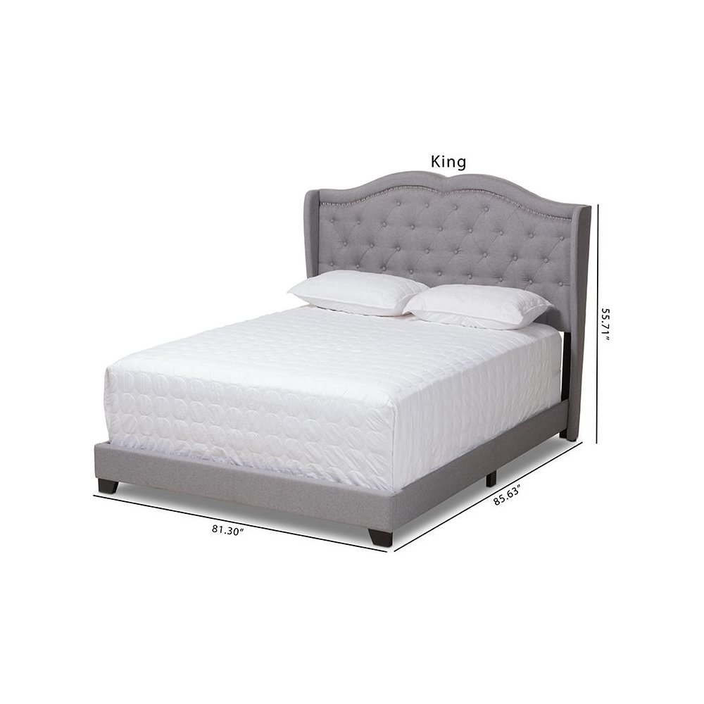 Baxton Studio Aden Modern and Contemporary Grey Fabric Upholstered King Size Bed. Picture 10