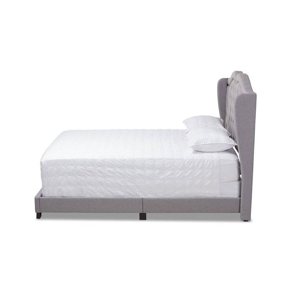Baxton Studio Aden Modern and Contemporary Grey Fabric Upholstered King Size Bed. Picture 2