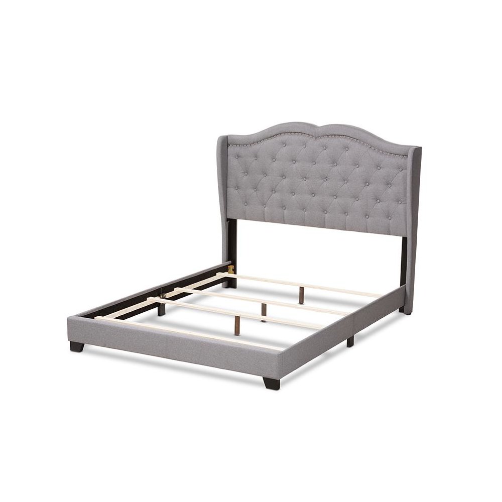 Baxton Studio Aden Modern and Contemporary Grey Fabric Upholstered King Size Bed. Picture 3