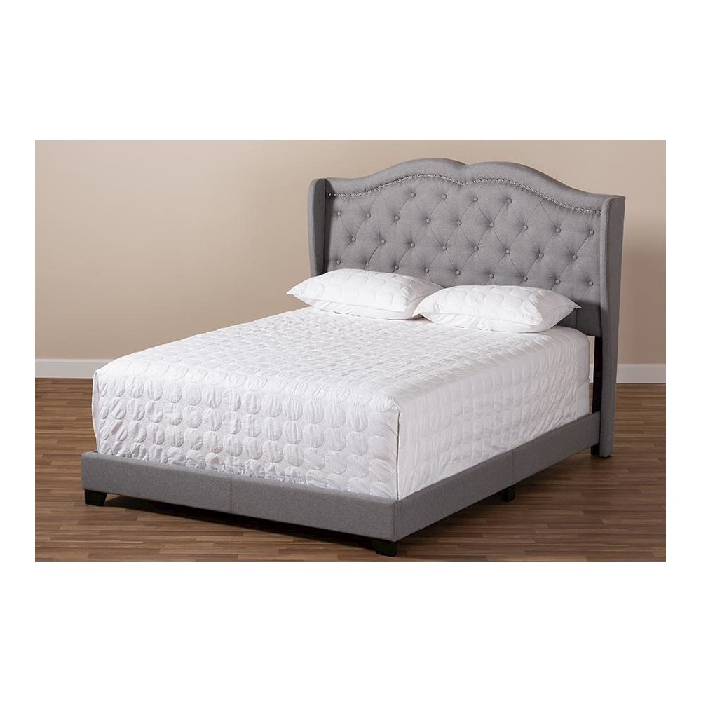 Baxton Studio Aden Modern and Contemporary Grey Fabric Upholstered King Size Bed. Picture 7