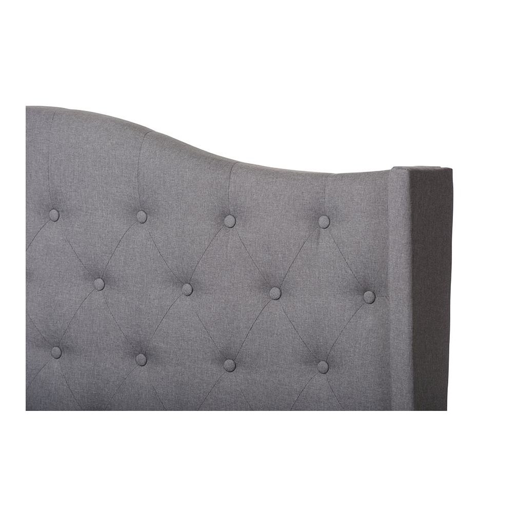 Alesha Modern and Contemporary Grey Fabric Upholstered King Size Bed. Picture 4