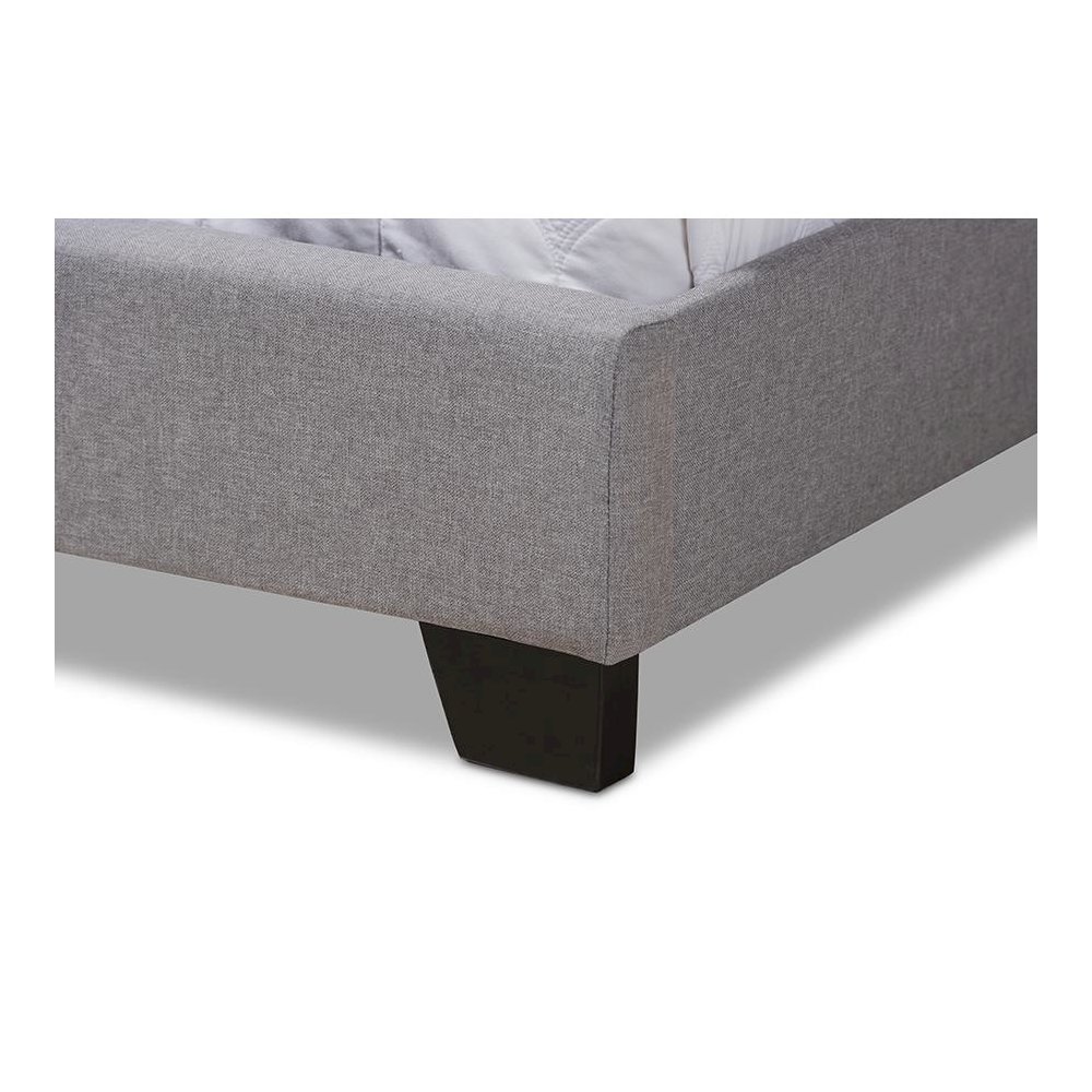 Alesha Modern and Contemporary Grey Fabric Upholstered King Size Bed. Picture 5