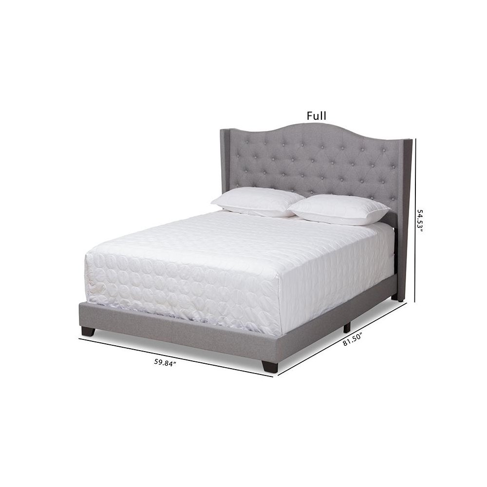 Alesha Modern and Contemporary Grey Fabric Upholstered King Size Bed. Picture 8