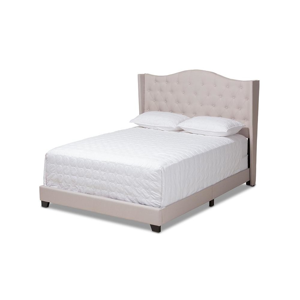 Alesha Modern and Contemporary Beige Fabric Upholstered King Size Bed. Picture 1