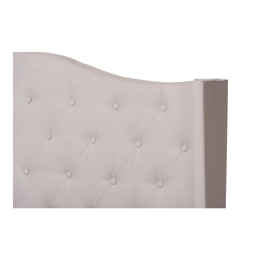 Alesha Modern and Contemporary Beige Fabric Upholstered King Size Bed. Picture 4