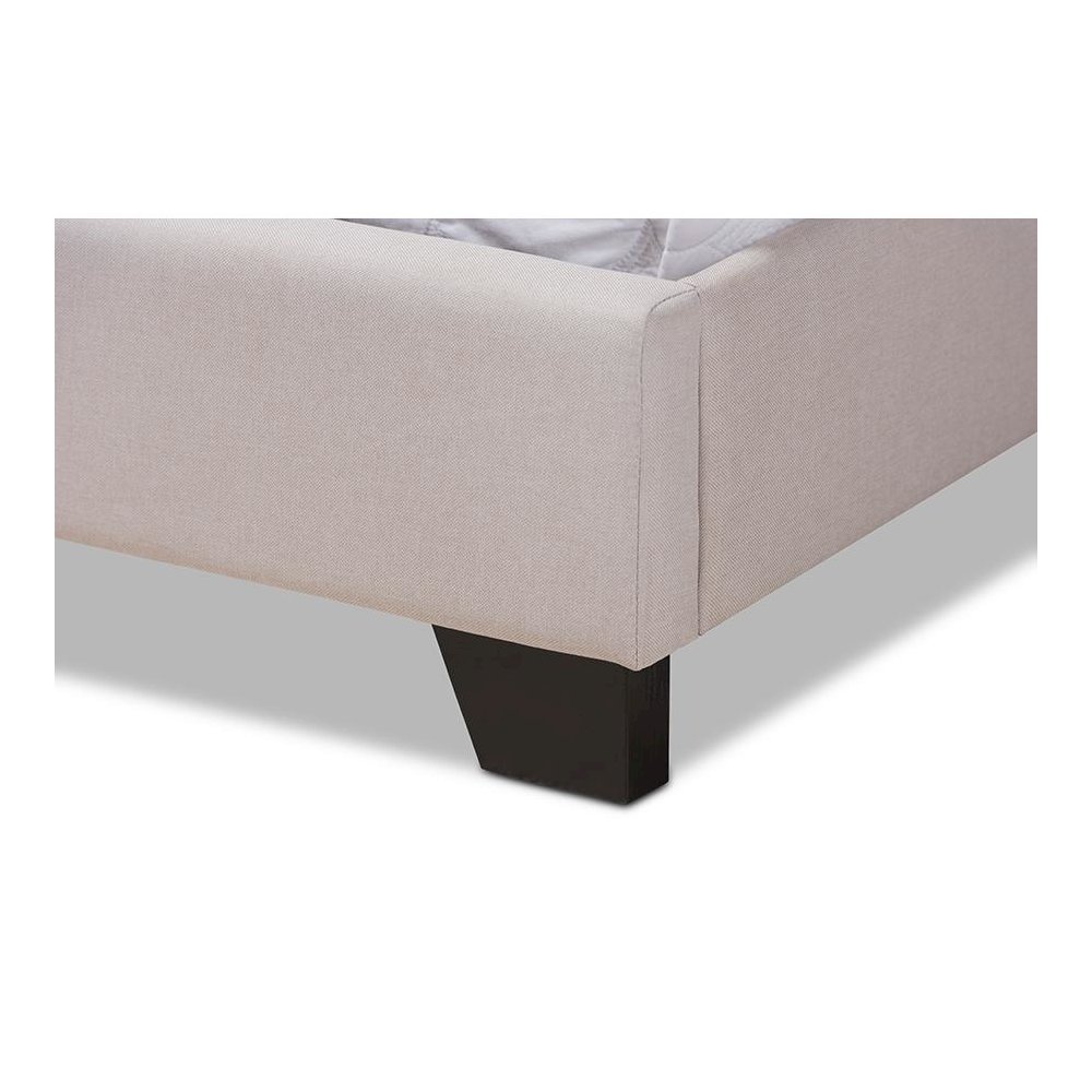 Alesha Modern and Contemporary Beige Fabric Upholstered King Size Bed. Picture 5