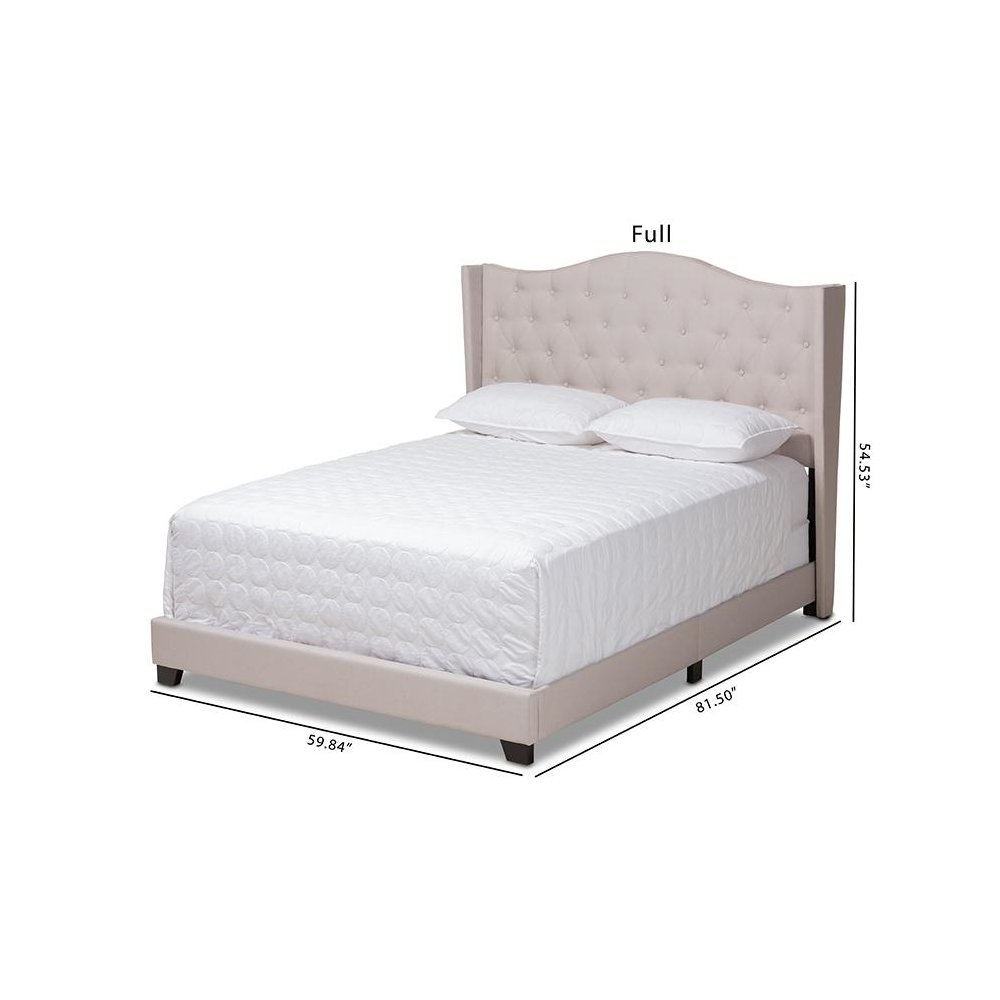 Alesha Modern and Contemporary Beige Fabric Upholstered King Size Bed. Picture 8