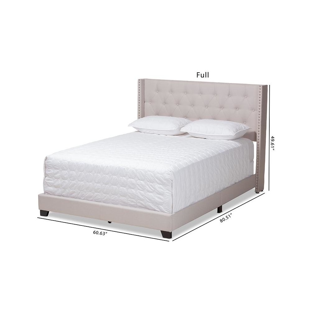 Brady Modern and Contemporary Beige Fabric Upholstered King Size Bed. Picture 8