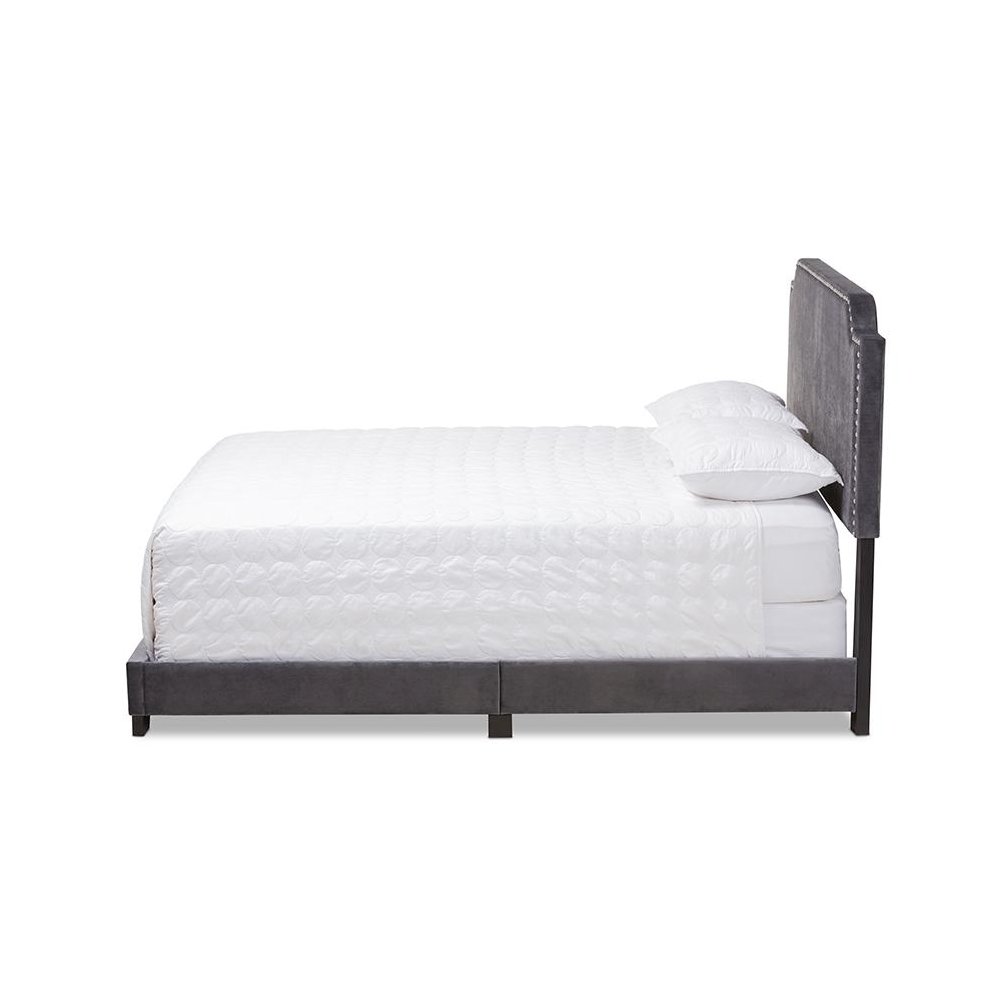 Baxton Studio Darcy Luxe and Glamour Dark Grey Velvet Upholstered King Size Bed. Picture 2