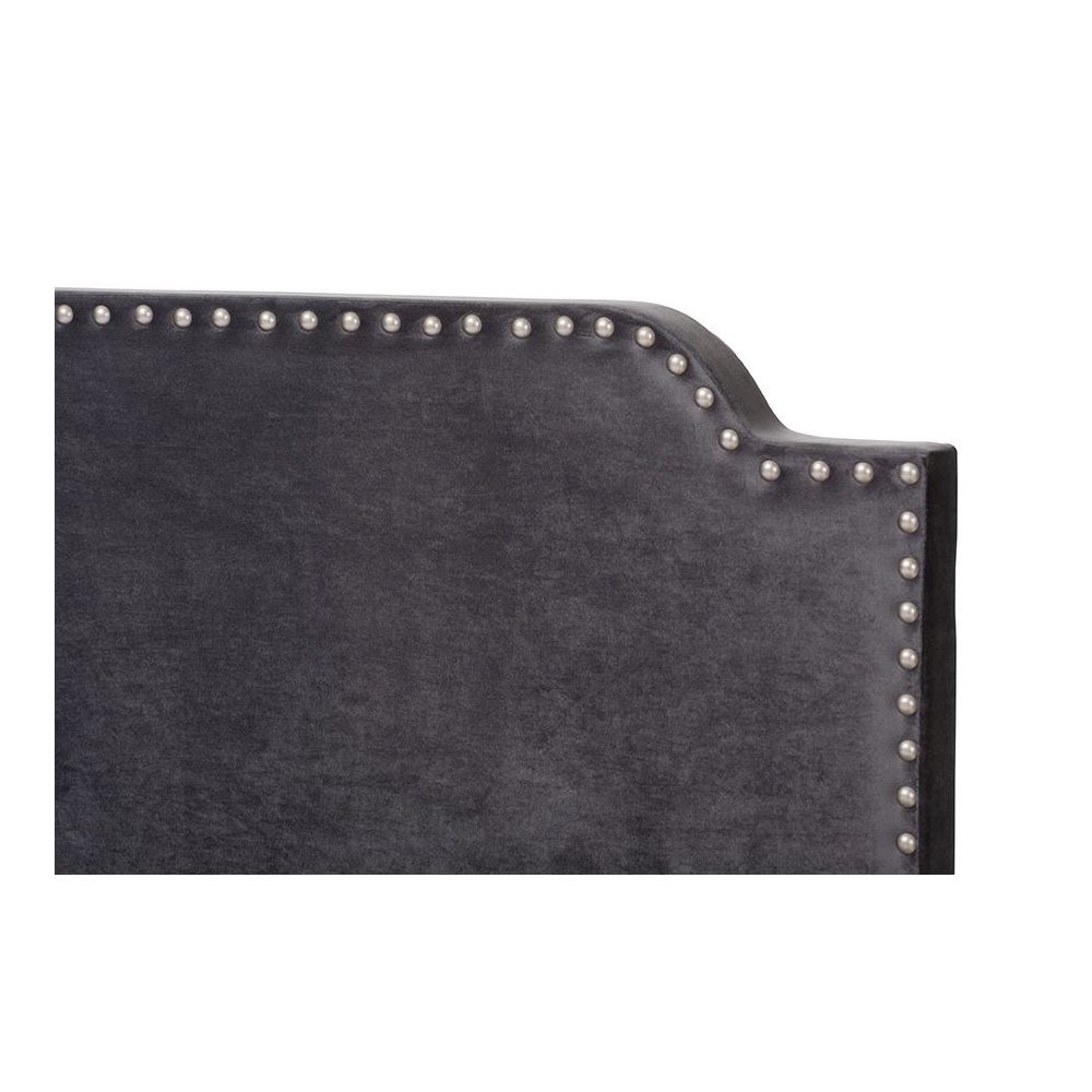 Baxton Studio Darcy Luxe and Glamour Dark Grey Velvet Upholstered King Size Bed. Picture 4