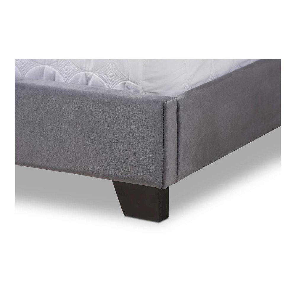 Baxton Studio Darcy Luxe and Glamour Dark Grey Velvet Upholstered King Size Bed. Picture 5