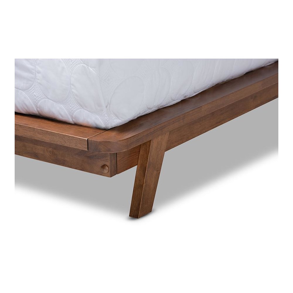 Sante Mid-Century Modern Grey Fabric Upholstered Wood King Size Platform Bed. Picture 6