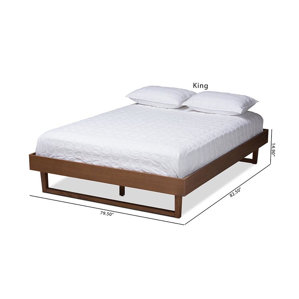 Walnut Brown Finished Wood King Size Platform Bed Frame. Picture 9