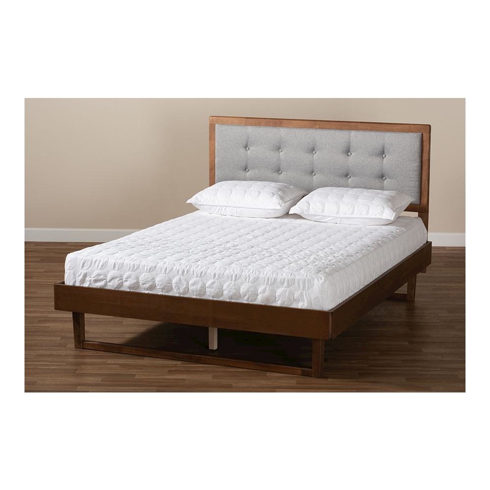 Ash Walnut Finished Wood King Size Platform Bed. Picture 7