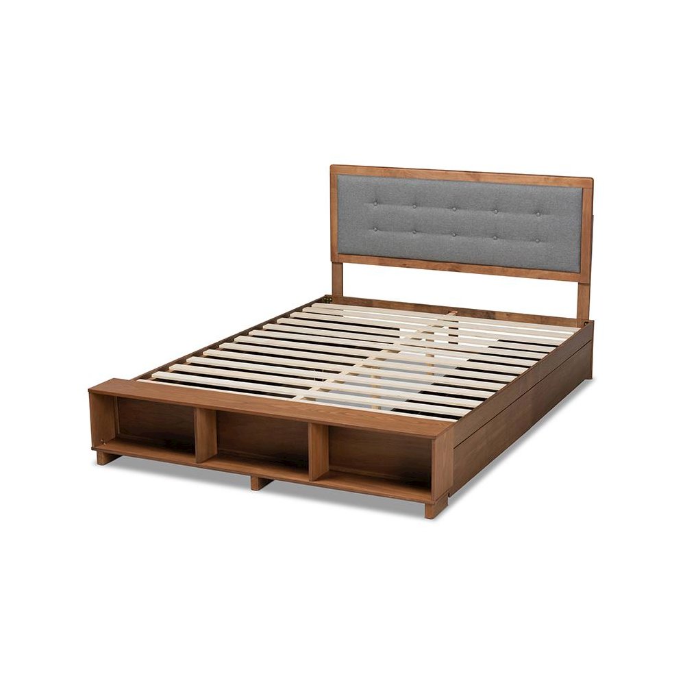Walnut Brown Finished Wood 4-Drawer King Size Platform Storage Bed. Picture 4