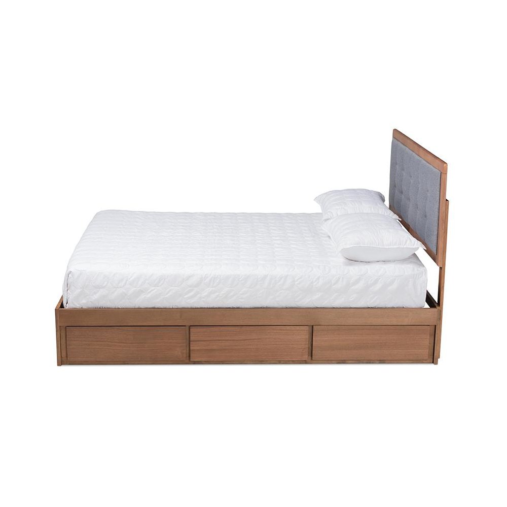 Ash Walnut Brown Finished Wood King Size 3-Drawer Platform Storage Bed. Picture 3