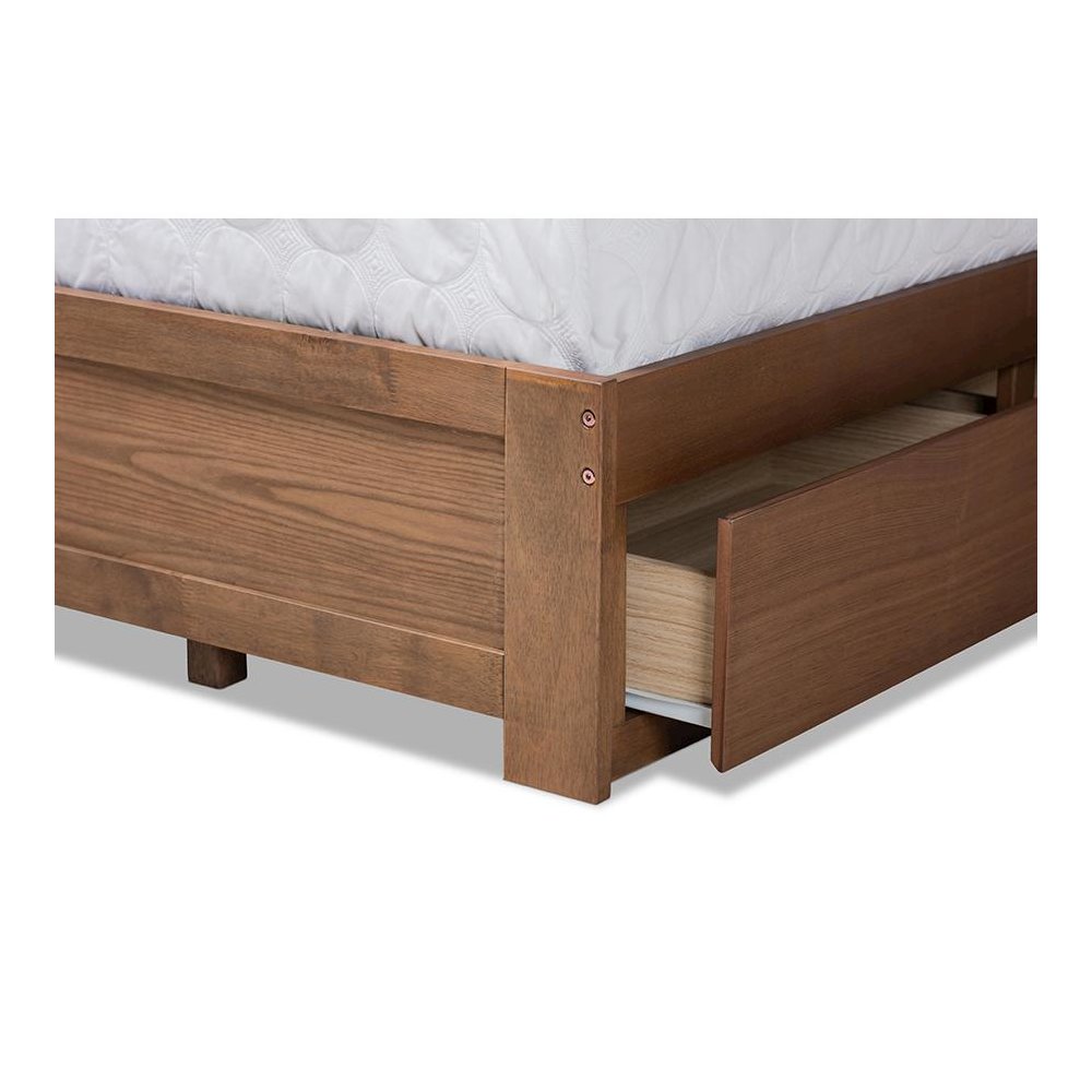 Ash Walnut Brown Finished Wood King Size 3-Drawer Platform Storage Bed. Picture 7