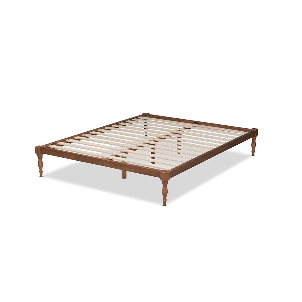 Walnut Brown Finished Wood King Size Platform Bed Frame. Picture 3