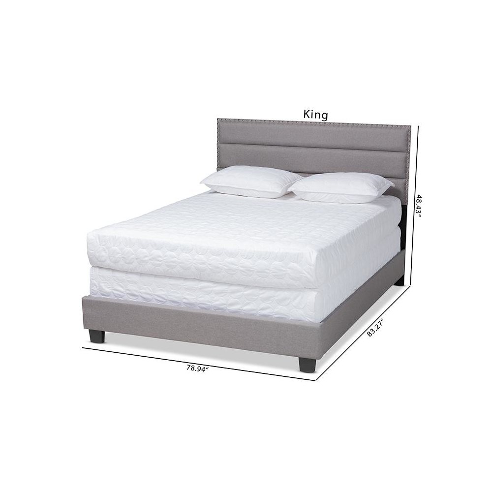 Ansa Modern and Contemporary Grey Fabric Upholstered Queen Size Bed. Picture 10