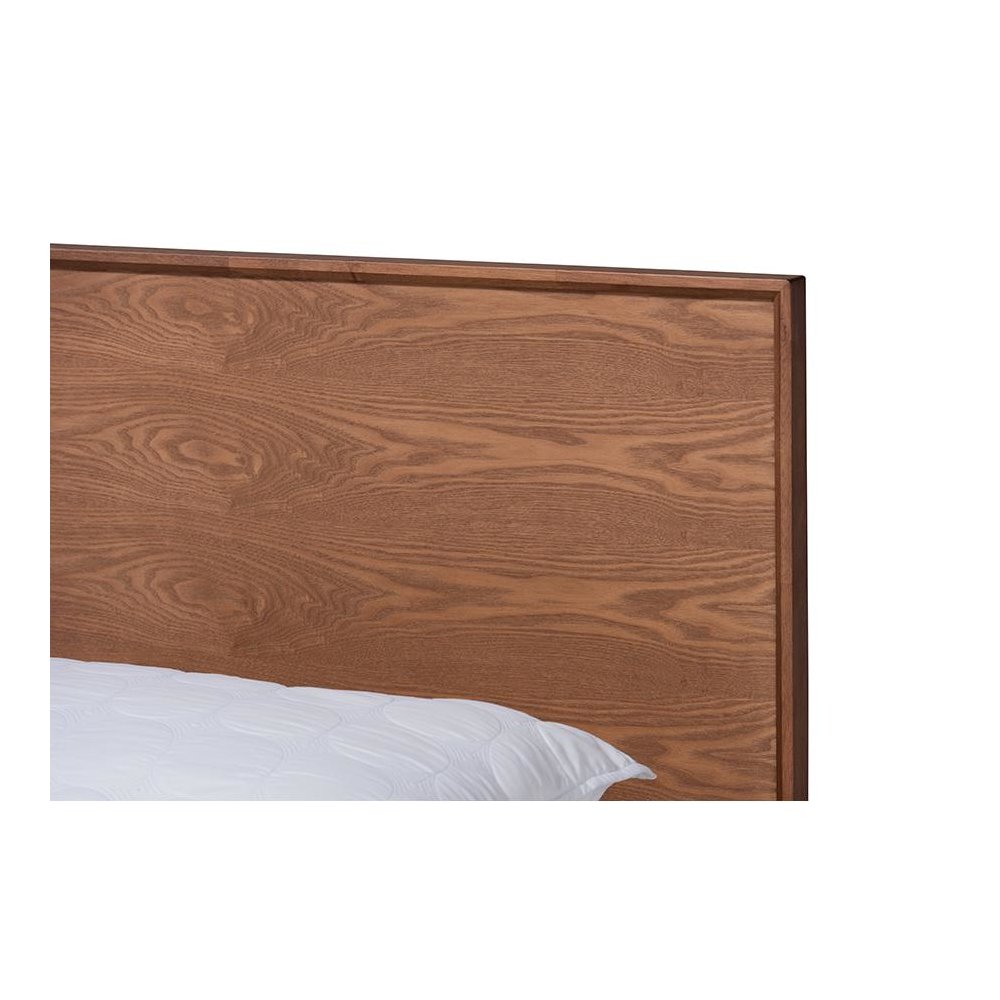Karine Mid-Century Modern Walnut Brown Finished Wood King Size Platform Bed. Picture 4
