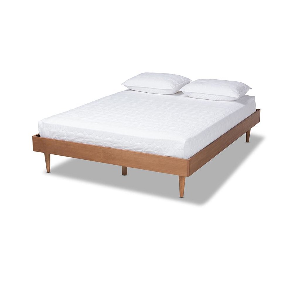 Rina Mid-Century Modern Ash Wanut Finished King Size Wood Bed Frame. Picture 1