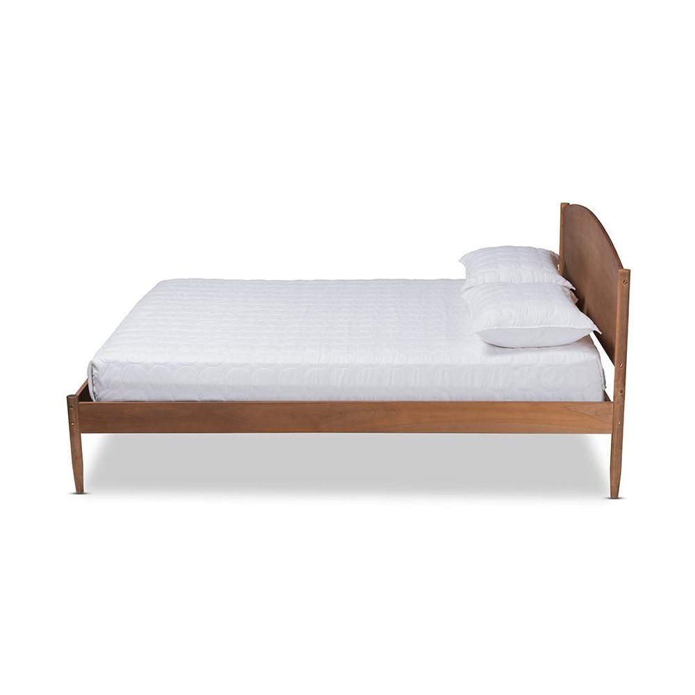 Leanora Mid-Century Modern Ash Wanut Finished King Size Wood Platform Bed. Picture 2