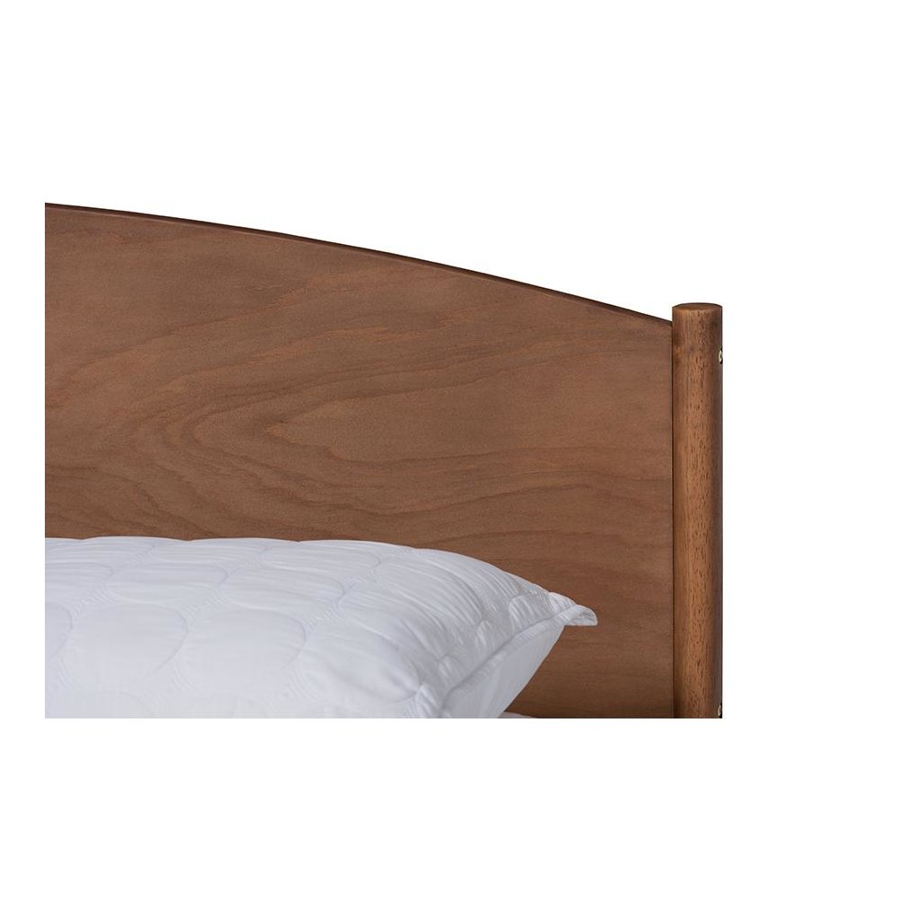 Leanora Mid-Century Modern Ash Wanut Finished King Size Wood Platform Bed. Picture 4