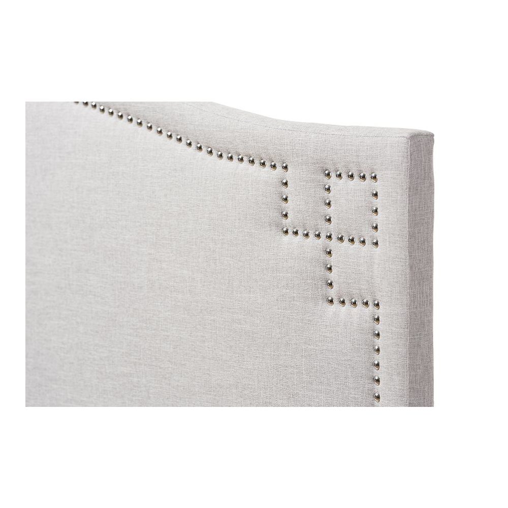 Grayish Beige Fabric Upholstered King Size Headboard. Picture 3