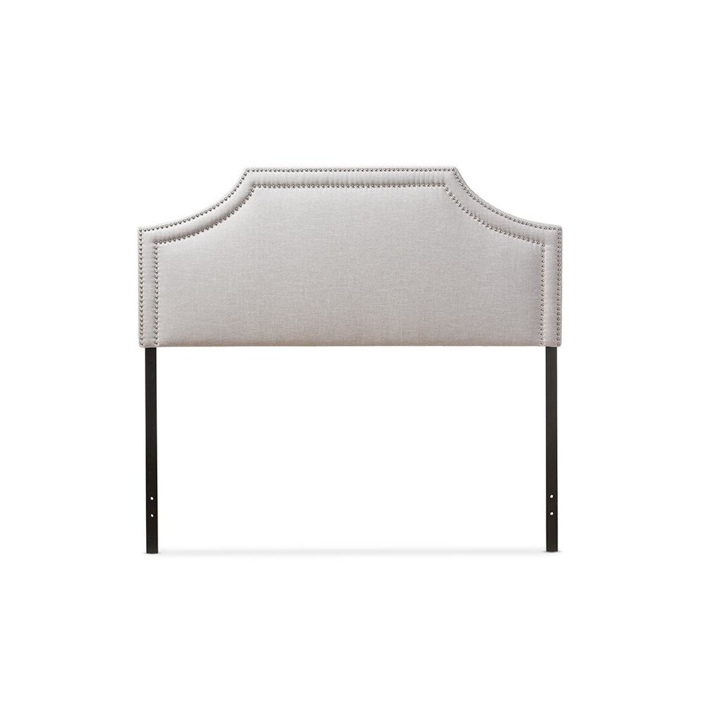 Grayish Beige Fabric Upholstered King Size Headboard. Picture 1
