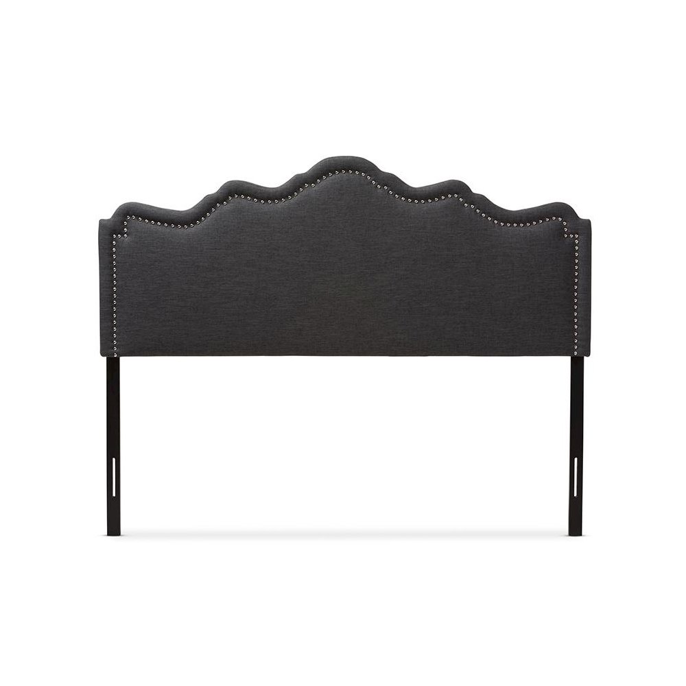 Nadeen Modern and Contemporary Dark Grey Fabric King Size Headboard. Picture 2