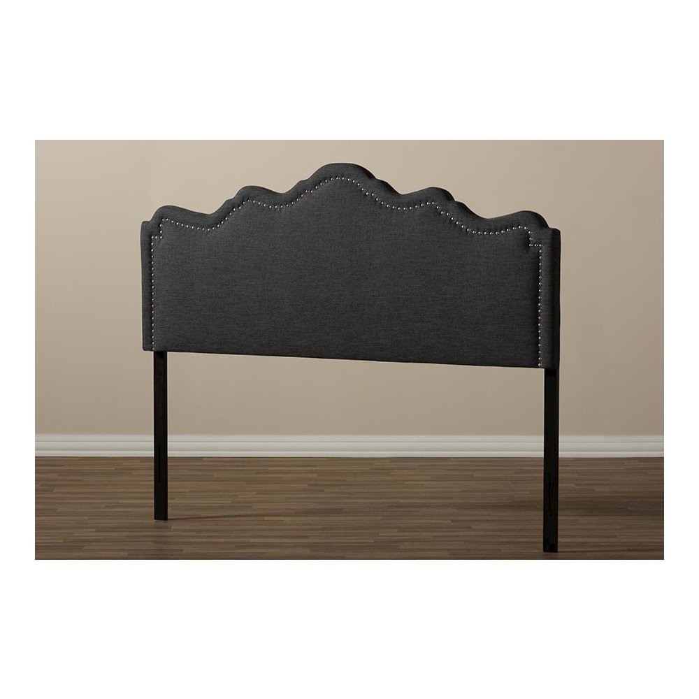 Nadeen Modern and Contemporary Dark Grey Fabric King Size Headboard. Picture 5