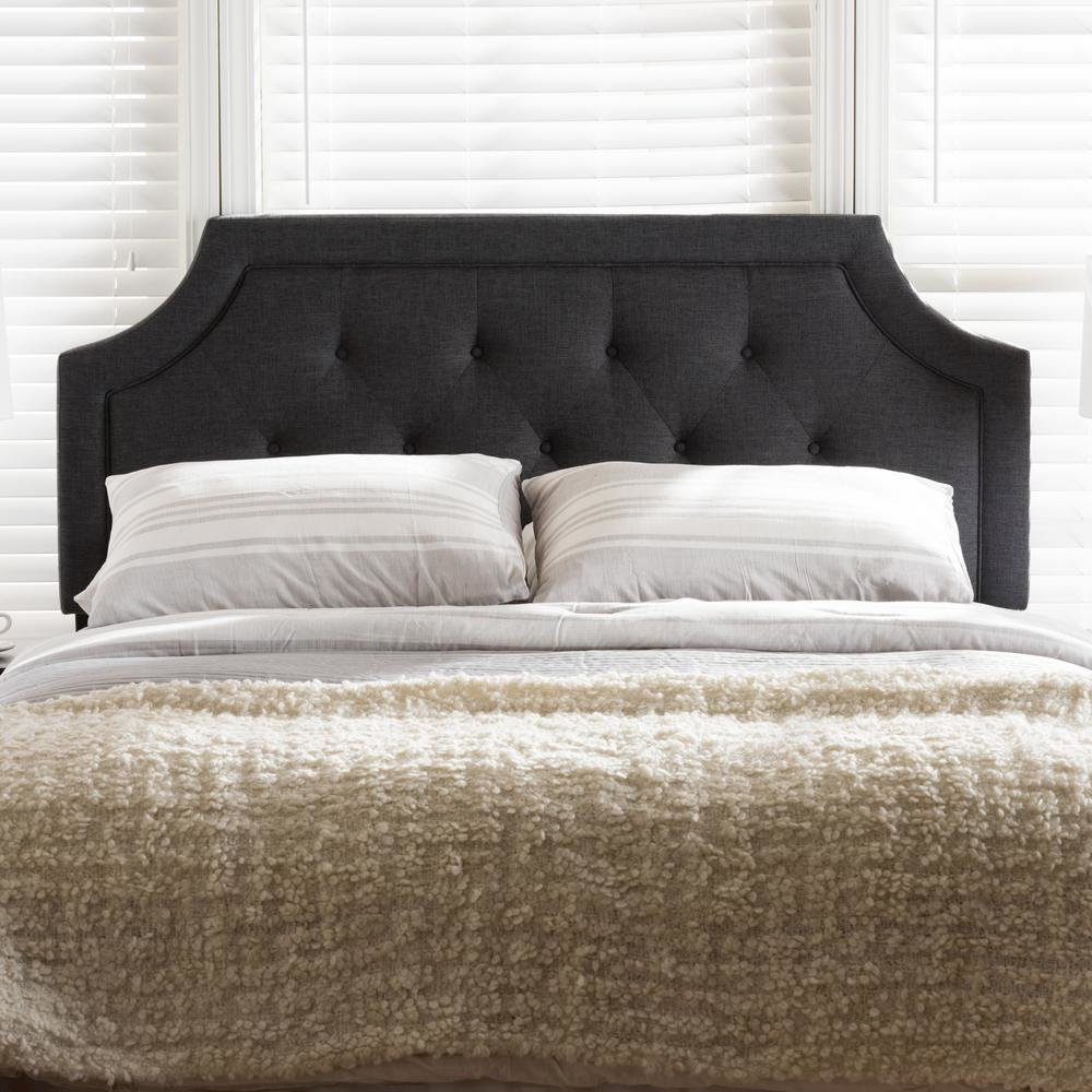 Baxton Studio Mars Modern and Contemporary Dark Grey Fabric Queen Size Headboard. Picture 10