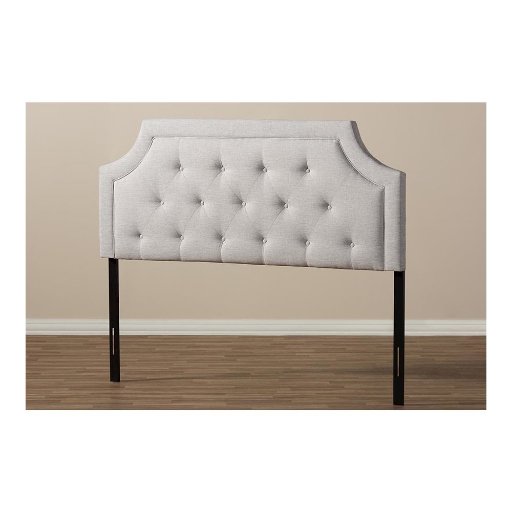 Mars Modern and Contemporary Greyish Beige Fabric King Size Headboard. Picture 5