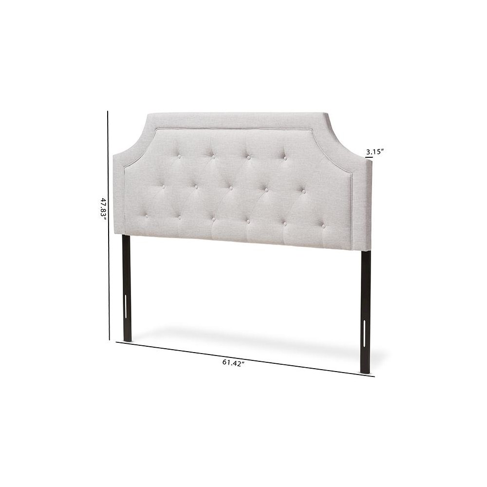 Mars Modern and Contemporary Greyish Beige Fabric King Size Headboard. Picture 6