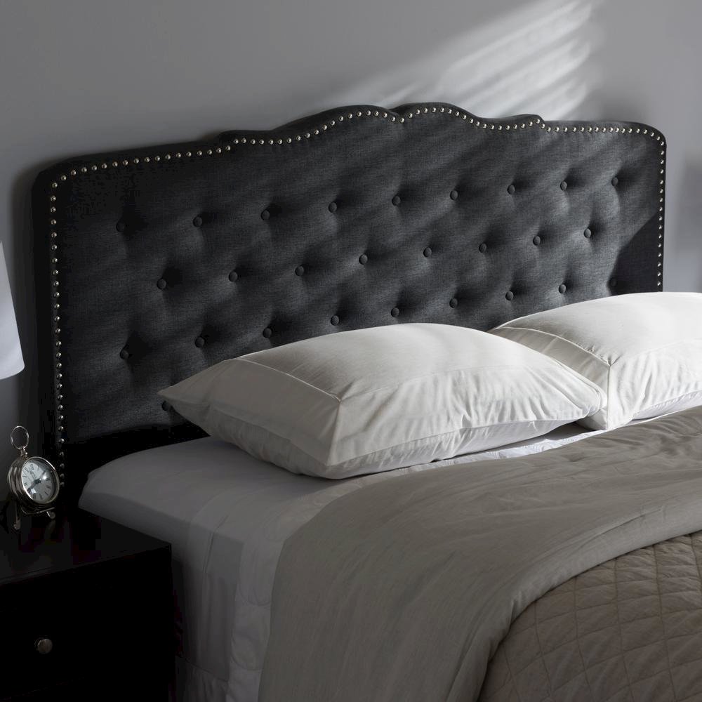 Baxton Studio Lucy Modern and Contemporary Dark Grey Fabric King Size Headboard. Picture 10