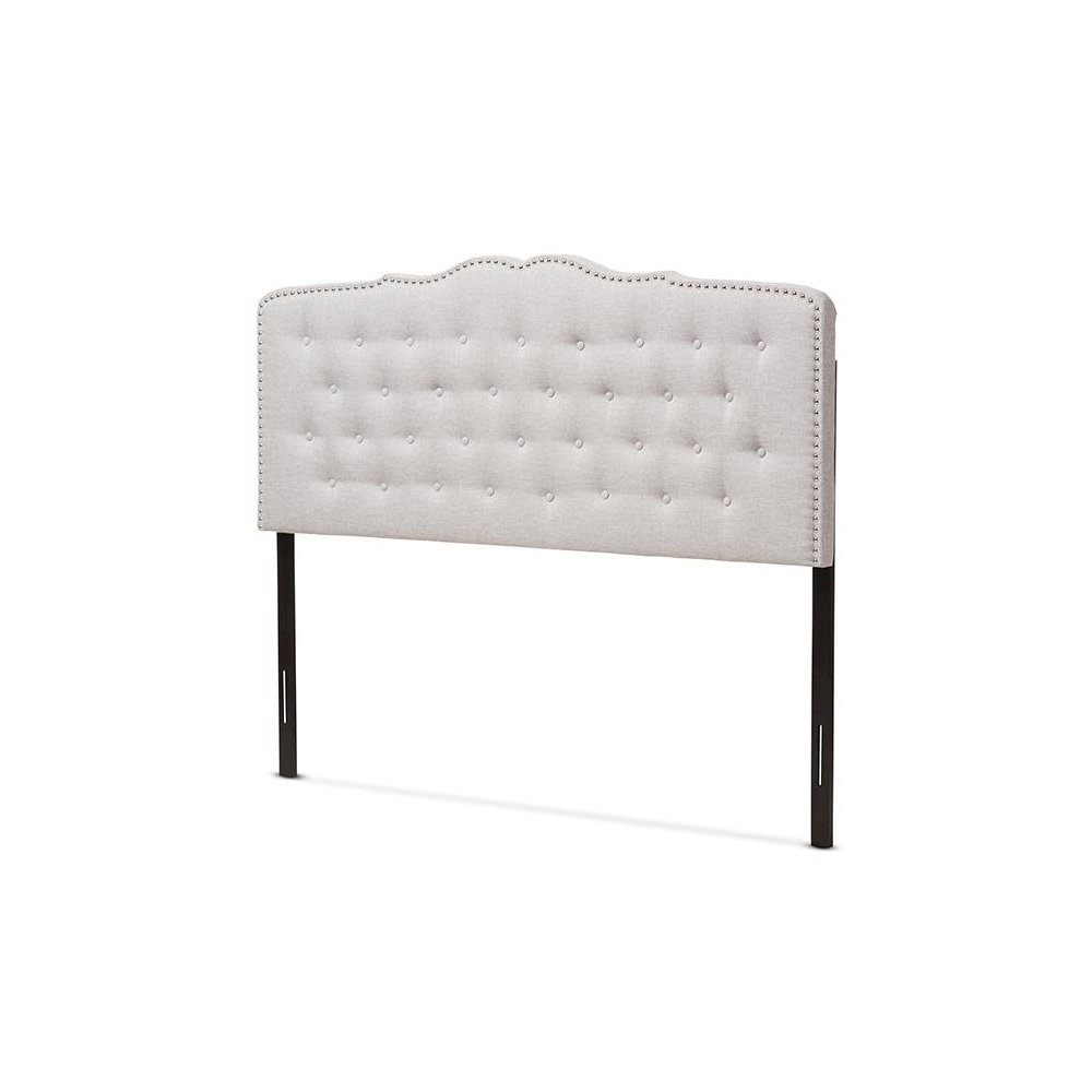 Lucy Modern and Contemporary Greyish Beige Fabric King Size Headboard. Picture 1