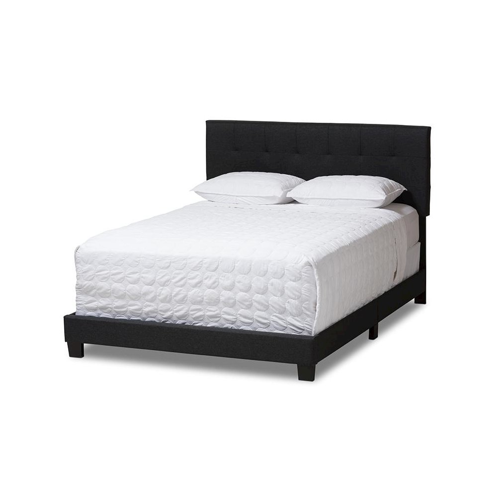 Brookfield Modern and Contemporary Charcoal Grey Fabric King Size Bed. Picture 1