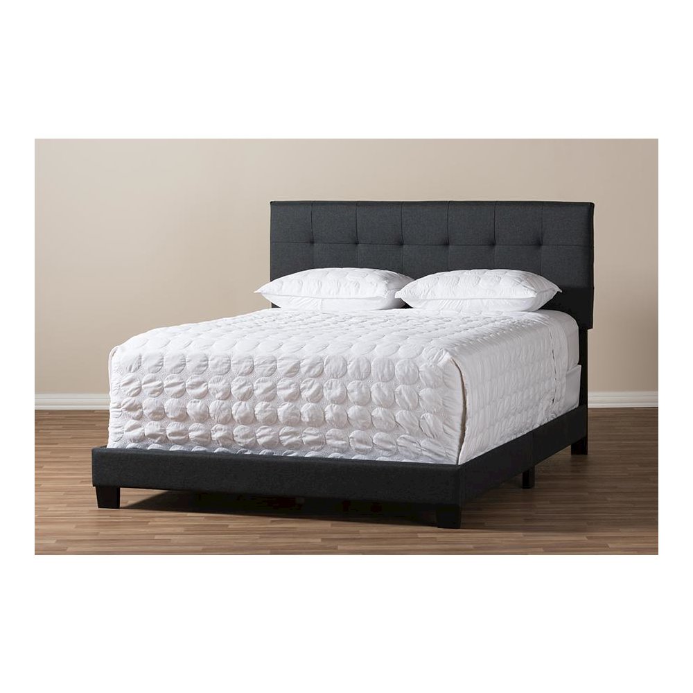 Brookfield Modern and Contemporary Charcoal Grey Fabric King Size Bed. Picture 7