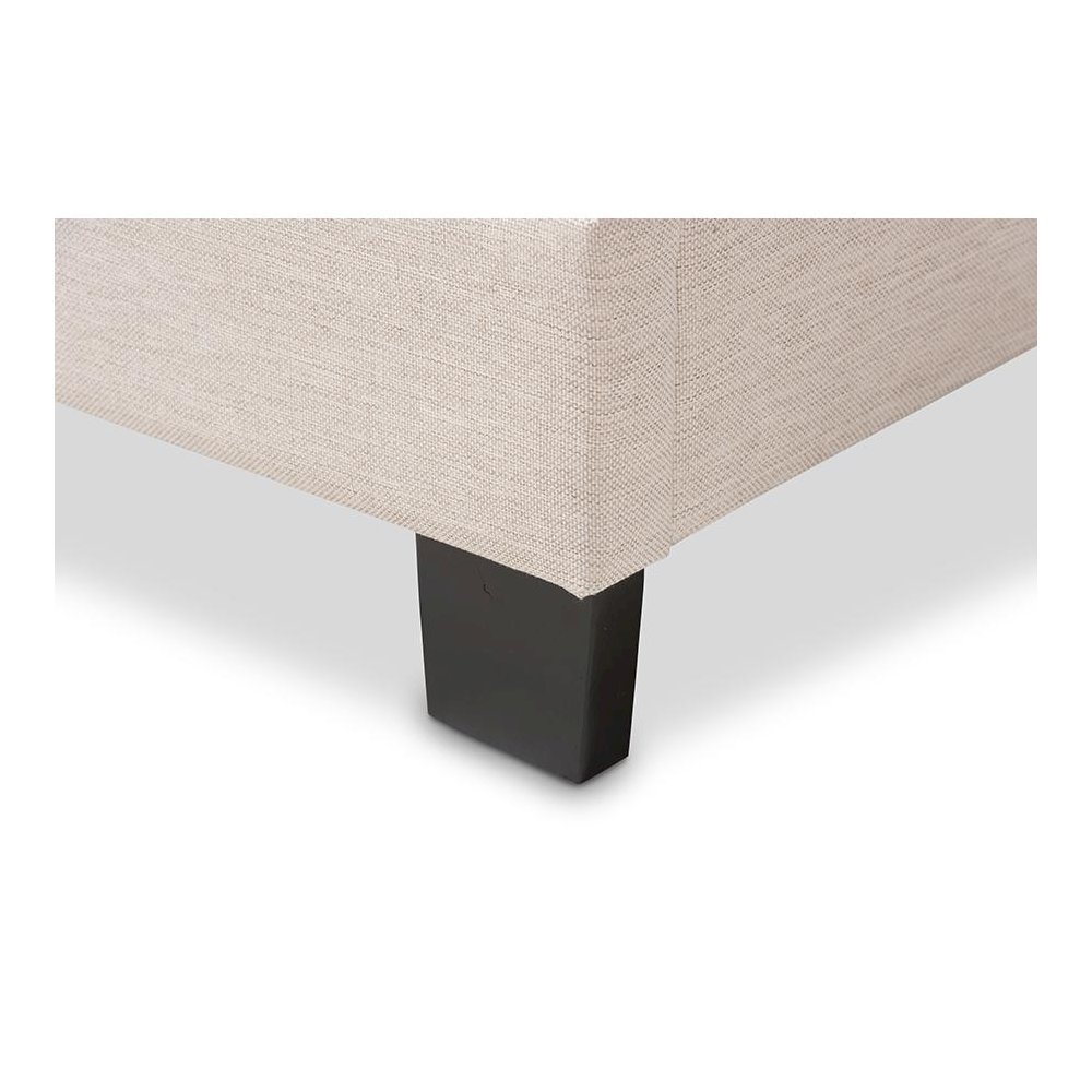 Emerson Modern and Contemporary Light Beige Fabric Upholstered King Size Bed. Picture 5
