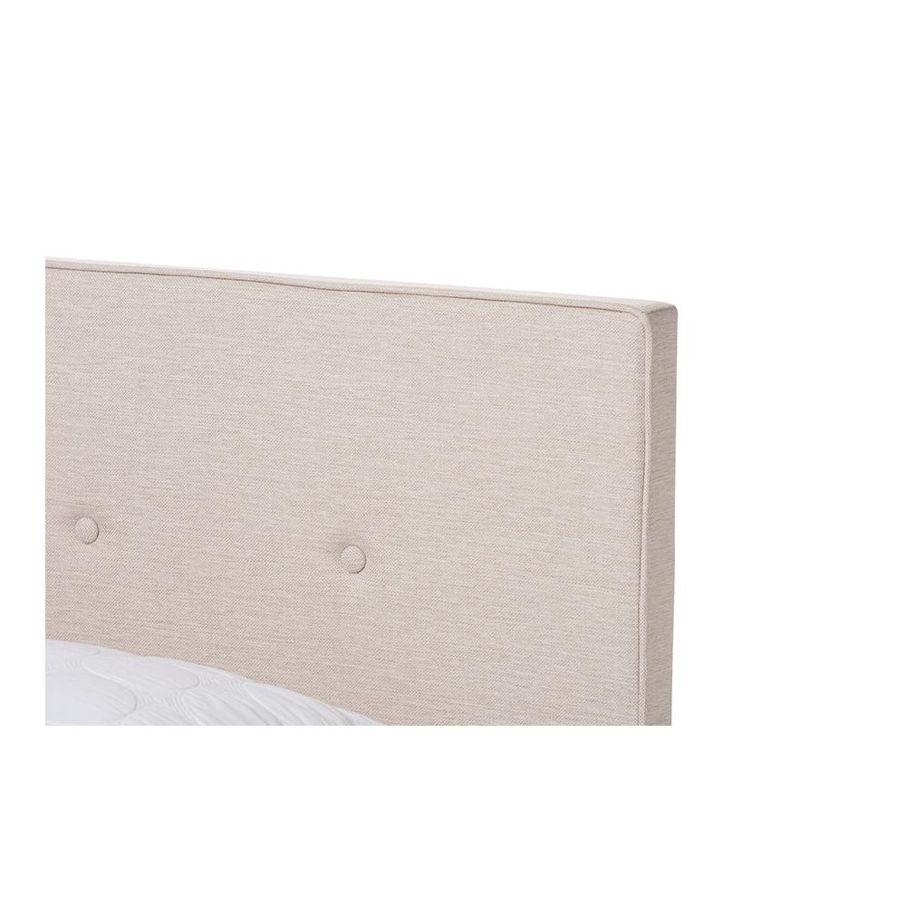 Hampton Modern and Contemporary Light Beige Fabric Upholstered King Size Bed. Picture 4