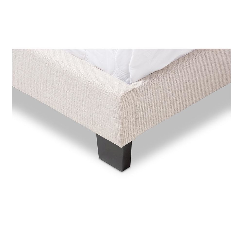 Hampton Modern and Contemporary Light Beige Fabric Upholstered King Size Bed. Picture 5