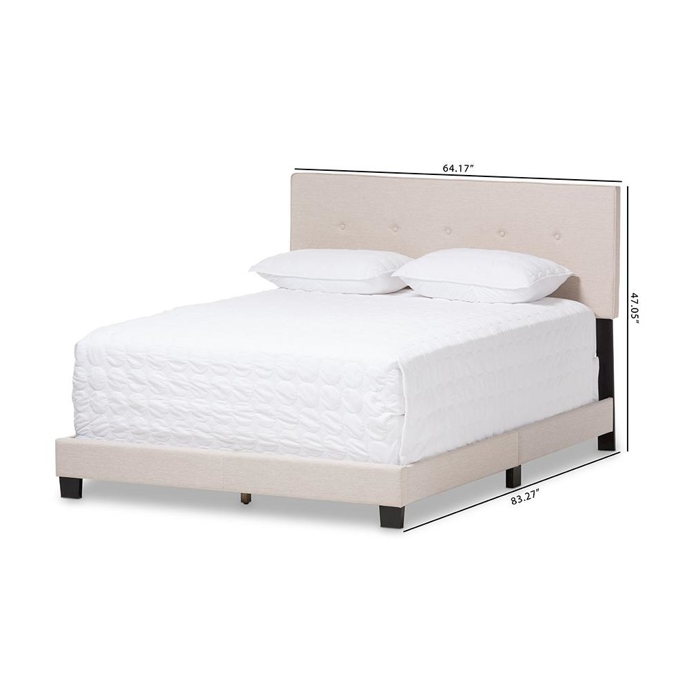 Hampton Modern and Contemporary Light Beige Fabric Upholstered King Size Bed. Picture 8