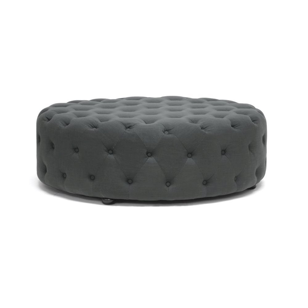 Baxton Studio Cardiff Dark Gray Linen Modern Tufted Ottoman. Picture 3