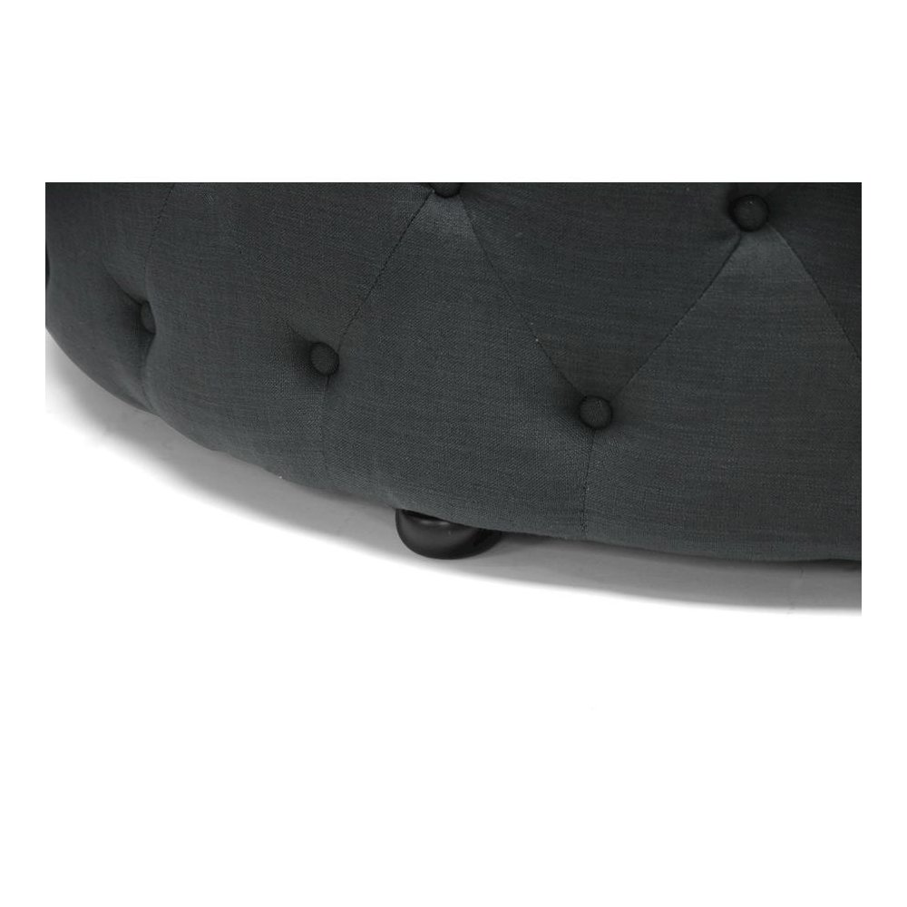 Baxton Studio Cardiff Dark Gray Linen Modern Tufted Ottoman. Picture 2