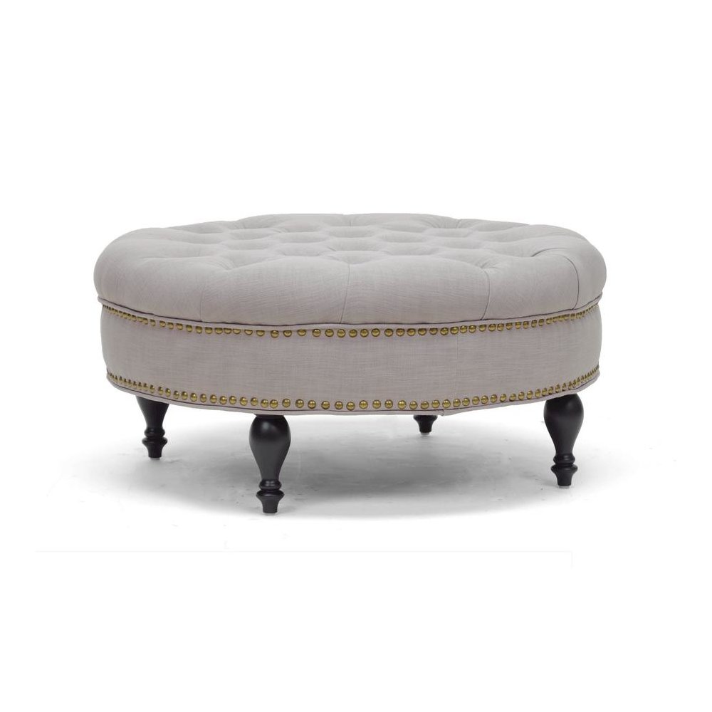 Baxton Studio Palfrey Beige Linen Modern Tufted Ottoman. Picture 3