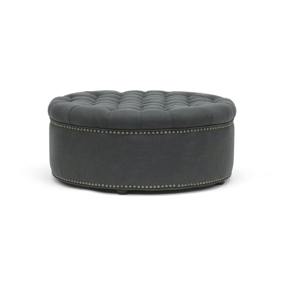 Baxton Studio Iglehart Gray Linen Modern Tufted Ottoman. Picture 3
