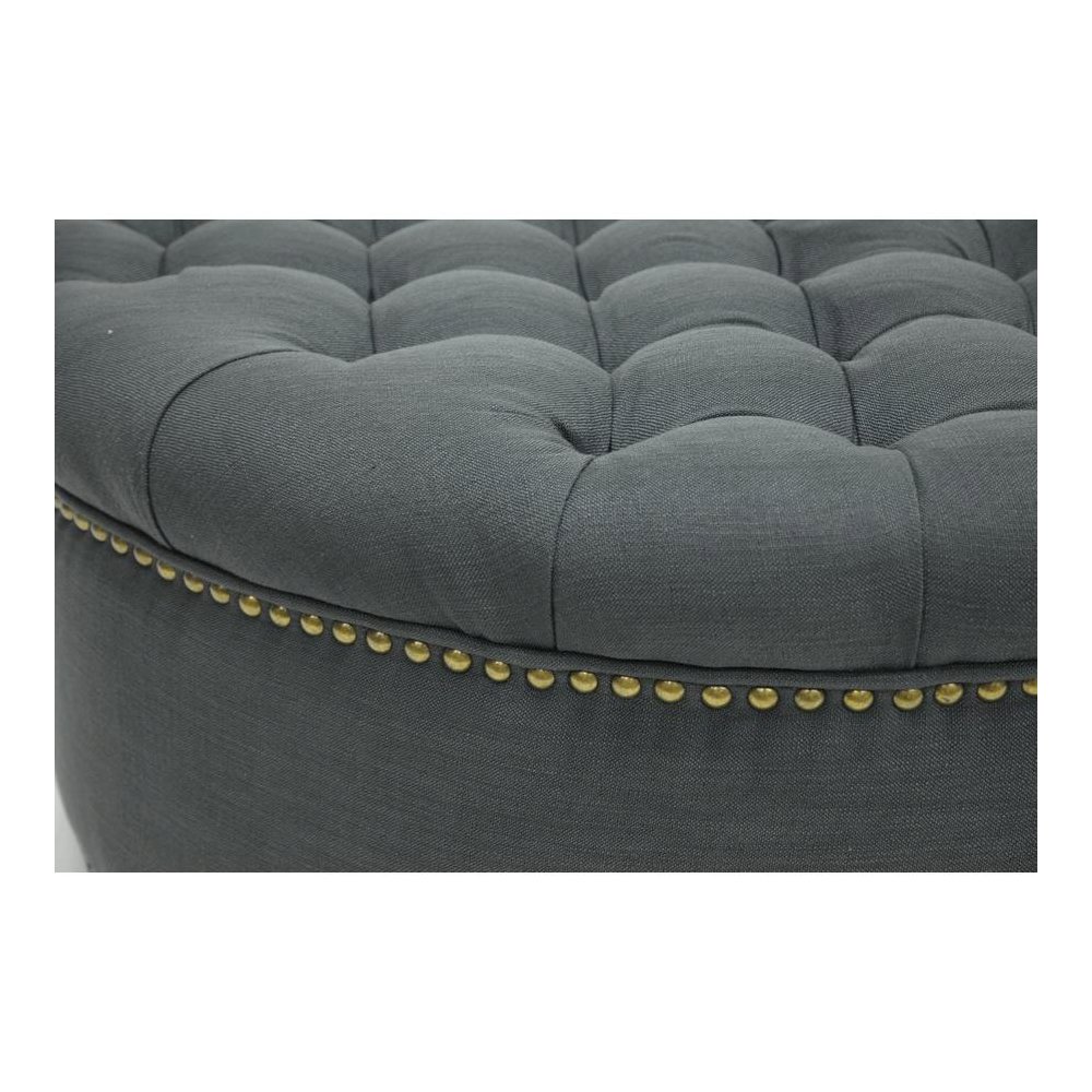 Baxton Studio Iglehart Gray Linen Modern Tufted Ottoman. Picture 1