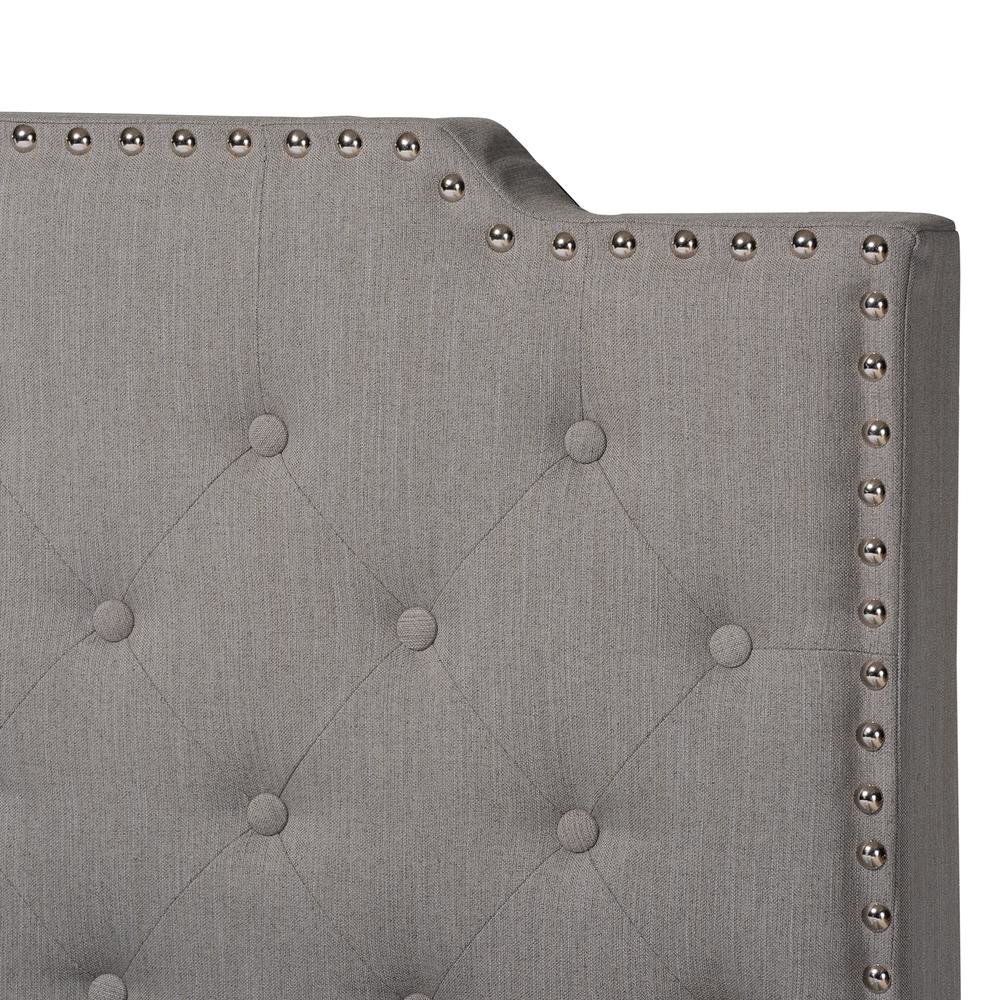 Transitional Grey Fabric Upholstered Button Tufted King Size Panel Bed. Picture 14