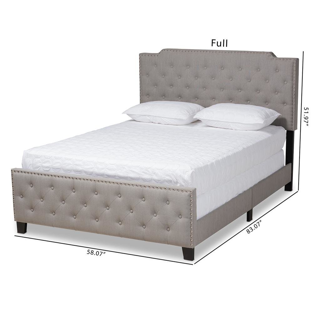 Transitional Grey Fabric Upholstered Button Tufted King Size Panel Bed. Picture 18