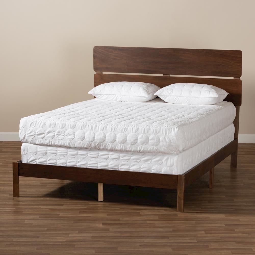 Anthony Modern and Contemporary Walnut Brown Finished Wood King Size Panel Bed. Picture 17